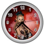 Wonderful Mythical Fairy Wall Clock (Silver) Front