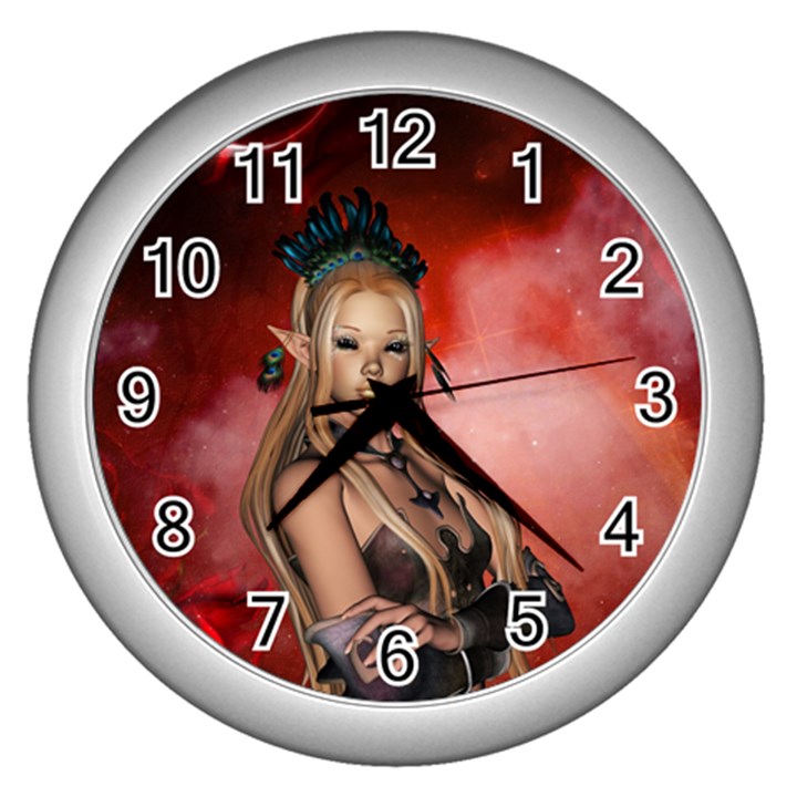 Wonderful Mythical Fairy Wall Clock (Silver)