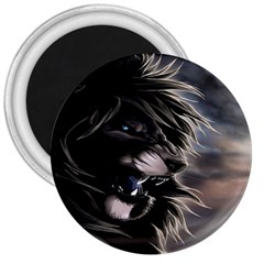 Angry Lion Digital Art Hd 3  Magnets by Sudhe