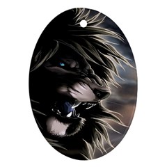 Angry Lion Digital Art Hd Ornament (oval) by Sudhe