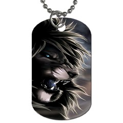 Angry Lion Digital Art Hd Dog Tag (one Side) by Sudhe