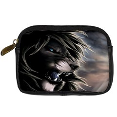 Angry Lion Digital Art Hd Digital Camera Leather Case by Sudhe