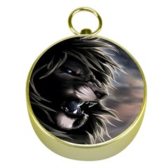 Angry Lion Digital Art Hd Gold Compasses by Sudhe