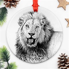 Lion Wildlife Art And Illustration Pencil Ornament (round) by Sudhe