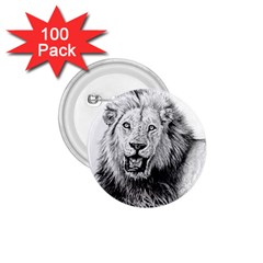 Lion Wildlife Art And Illustration Pencil 1 75  Buttons (100 Pack)  by Sudhe