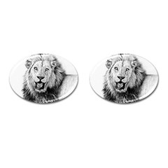 Lion Wildlife Art And Illustration Pencil Cufflinks (oval) by Sudhe