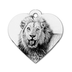 Lion Wildlife Art And Illustration Pencil Dog Tag Heart (two Sides) by Sudhe