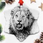 Lion Wildlife Art And Illustration Pencil Ornament (Snowflake) Front