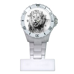 Lion Wildlife Art And Illustration Pencil Plastic Nurses Watch by Sudhe