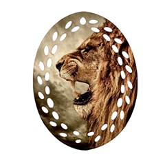 Roaring Lion Oval Filigree Ornament (two Sides) by Sudhe