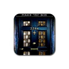 Tardis Sherlock Holmes 221b Rubber Square Coaster (4 Pack)  by Sudhe