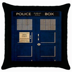 Tardis Poster Throw Pillow Case (black) by Sudhe