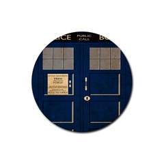 Tardis Poster Rubber Coaster (round)  by Sudhe