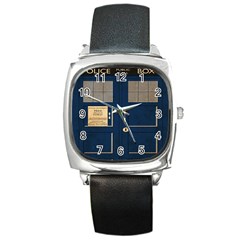 Tardis Poster Square Metal Watch by Sudhe