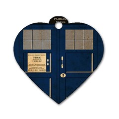 Tardis Poster Dog Tag Heart (one Side) by Sudhe