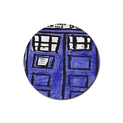 Tardis Painting Rubber Coaster (round)  by Sudhe