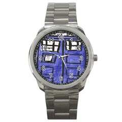 Tardis Painting Sport Metal Watch by Sudhe