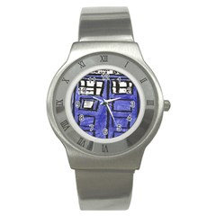 Tardis Painting Stainless Steel Watch by Sudhe