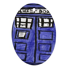 Tardis Painting Oval Ornament (two Sides) by Sudhe