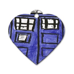 Tardis Painting Dog Tag Heart (one Side) by Sudhe