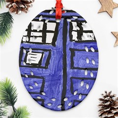 Tardis Painting Oval Filigree Ornament (two Sides) by Sudhe