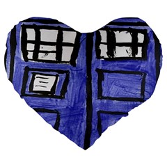 Tardis Painting Large 19  Premium Heart Shape Cushions by Sudhe