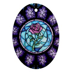 Cathedral Rosette Stained Glass Beauty And The Beast Ornament (oval) by Sudhe