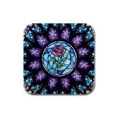 Cathedral Rosette Stained Glass Beauty And The Beast Rubber Square Coaster (4 Pack)  by Sudhe