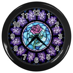 Cathedral Rosette Stained Glass Beauty And The Beast Wall Clock (black) by Sudhe