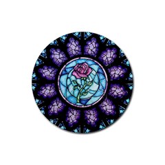 Cathedral Rosette Stained Glass Beauty And The Beast Rubber Round Coaster (4 Pack)  by Sudhe