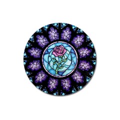 Cathedral Rosette Stained Glass Beauty And The Beast Magnet 3  (round) by Sudhe