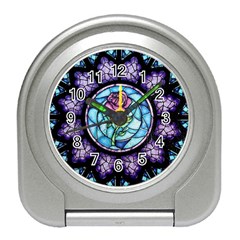 Cathedral Rosette Stained Glass Beauty And The Beast Travel Alarm Clock by Sudhe