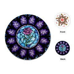 Cathedral Rosette Stained Glass Beauty And The Beast Playing Cards (round) by Sudhe