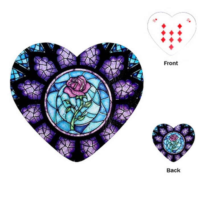 Cathedral Rosette Stained Glass Beauty And The Beast Playing Cards (Heart)