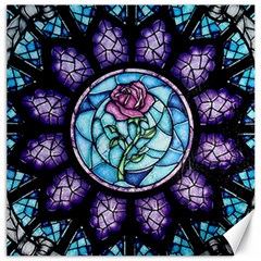 Cathedral Rosette Stained Glass Beauty And The Beast Canvas 12  X 12  by Sudhe