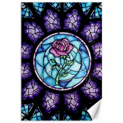 Cathedral Rosette Stained Glass Beauty And The Beast Canvas 12  X 18  by Sudhe