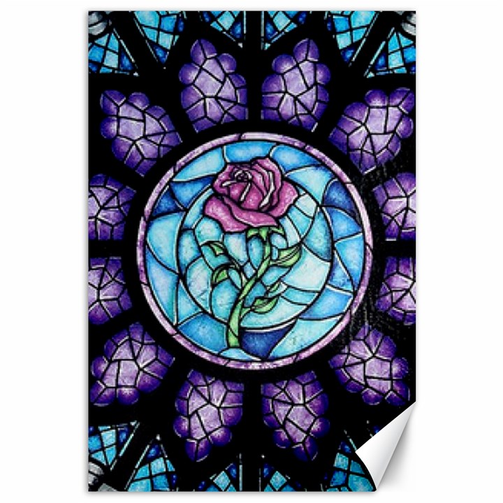 Cathedral Rosette Stained Glass Beauty And The Beast Canvas 12  x 18 