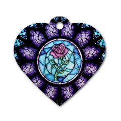 Cathedral Rosette Stained Glass Beauty And The Beast Dog Tag Heart (one Side) by Sudhe