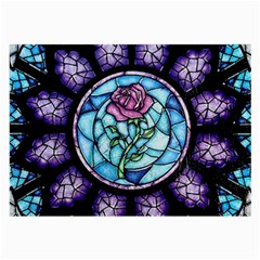 Cathedral Rosette Stained Glass Beauty And The Beast Large Glasses Cloth (2-side) by Sudhe