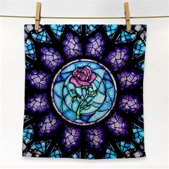 Cathedral Rosette Stained Glass Beauty And The Beast Face Towel by Sudhe