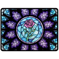 Cathedral Rosette Stained Glass Beauty And The Beast Fleece Blanket (large) 