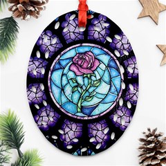 Cathedral Rosette Stained Glass Beauty And The Beast Ornament (oval Filigree) by Sudhe