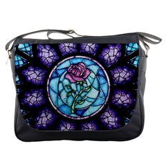 Cathedral Rosette Stained Glass Beauty And The Beast Messenger Bag by Sudhe