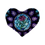 Cathedral Rosette Stained Glass Beauty And The Beast Standard 16  Premium Heart Shape Cushions Back