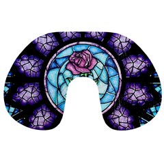 Cathedral Rosette Stained Glass Beauty And The Beast Travel Neck Pillows by Sudhe