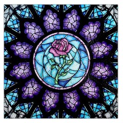 Cathedral Rosette Stained Glass Beauty And The Beast Large Satin Scarf (square) by Sudhe