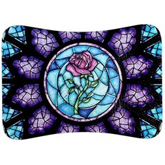 Cathedral Rosette Stained Glass Beauty And The Beast Velour Seat Head Rest Cushion by Sudhe