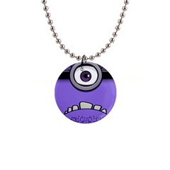 Evil Purple 1  Button Necklace by Sudhe