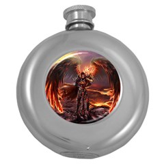 Fantasy Art Fire Heroes Heroes Of Might And Magic Heroes Of Might And Magic Vi Knights Magic Repost Round Hip Flask (5 Oz) by Sudhe