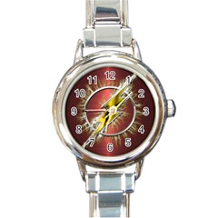 Flashy Logo Round Italian Charm Watch by Sudhe